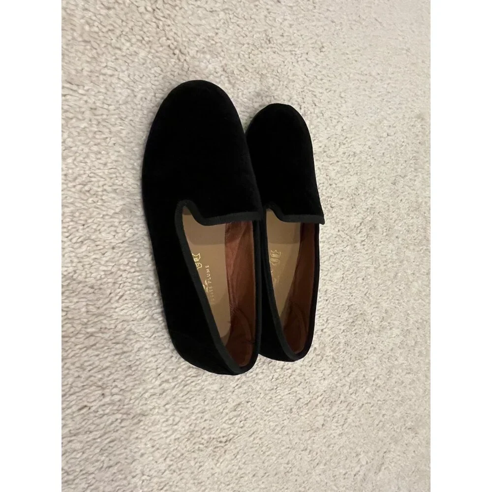 NWOT Petite Plume Kid's Hamptons Loafer Black Velvet 32 US‎ 1